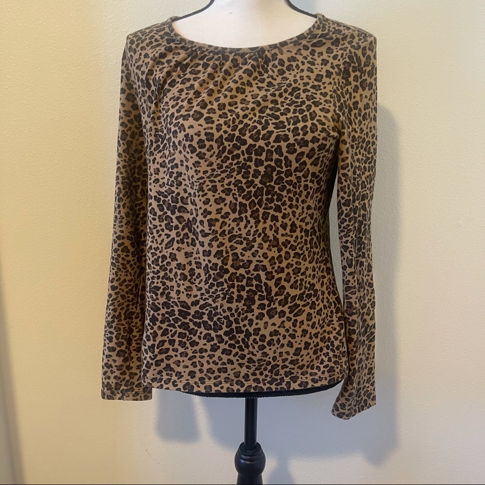 Charter Club Leopard Cheetah Print Long Sleeve Top